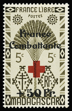 N°287A et B, 5c brun-olive et 10c lilas-rose surchargé