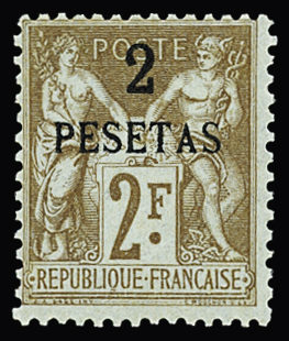 N°8 2p sur 2f bistre sur azuré, neuf **,
