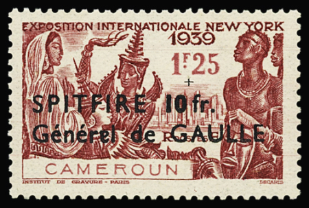 N°245a +10f sur 1f25 carmin, A de général renversé,