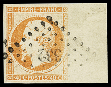 N°16 40c orange, exceptionnelle variété impression