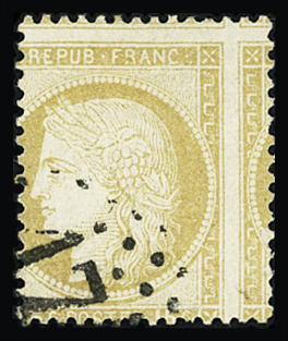 N°55 15c bistre, exceptionnelle variété piquage à cheval,