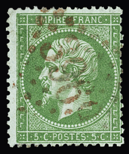 N°20 5c vert, obl. GC en rouge 3969 de Tonnay-Charente
