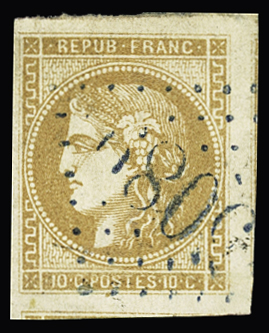 JAFFA N°43B 10c bistre-jaune, obl. GG bleu 5089 de