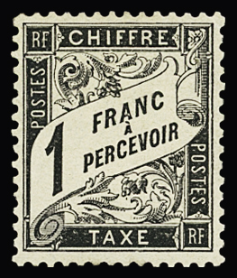 N°22 1f noir, neuf * (infime trace), TB. Signé A.Brun