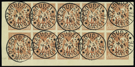 Col. Gen. N°27 40c rouge orange obl. càd D'Zaoudzi-Mayotte,