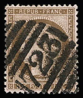 N°54 10c brun sur rose, grand cachet de Grande-Bretagne