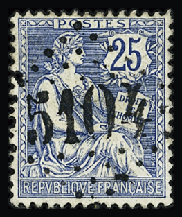 N°118 25c bleu, obl. GC 5104 Shanghaï (Chine), TB