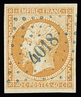 VARNA N°16 40c orange, obl. PC bleu 4018 de Varna,