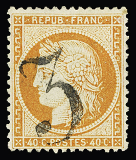 N°38 40c orange, obl. espagnole du port de Barcelone