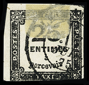 N°5 25c noir, variété impression recto verso partiel,