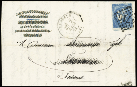 N°46B 20c bleu, variété exceptionnelle de surencrage,