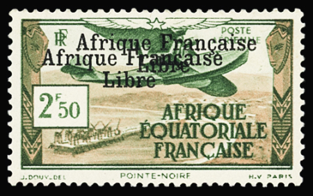 POSTE AERIENNE N°15b 2f50, variété double surcharge,