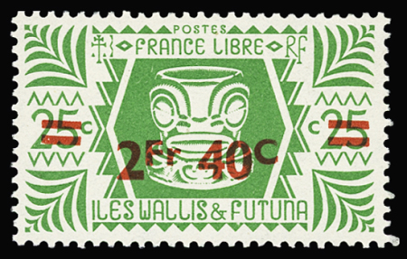 N°152a 2f40 sur 25c, variété surcharge rouge au lieu