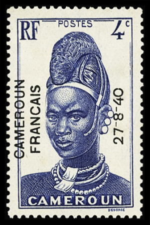 N°210a 4c bleu, variété surcharge noire, neuf sans