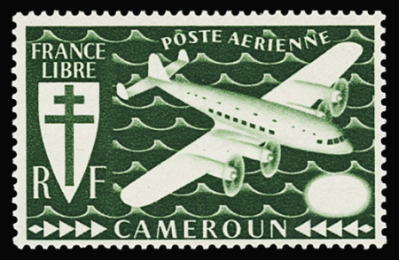 POSTE AERIENNE N°17a 50f vert, variété valeur omise,