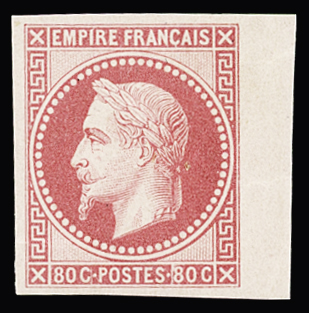 N°32b 80c rose, impression fine Rothschild, ND, petit