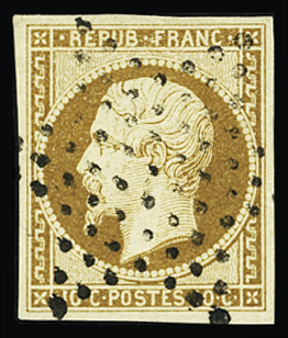 N°9a 10c bistre-brun, bien margé, belle oblitération
