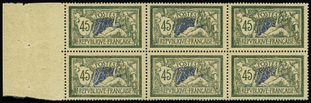 N°143d 45c papier GC, bloc de six bdf, bon centrage,