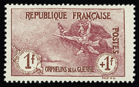 N°154 Orphelins, 1f +1f carmin, très frais, neuf **,