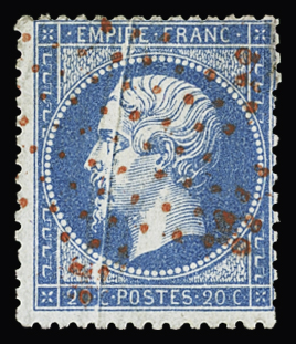 N°22 20c bleu, variété pli accordéon, obl. étoile rouge,