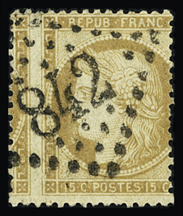 N°59 15c bistre, variété piquage à cheval, TB, et n°60