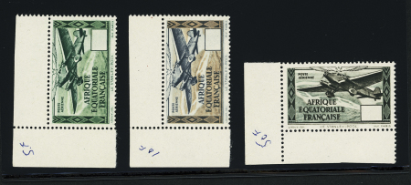 POSTE AERIENNE N°35a, 38 et 41 a : les trois avec variété
