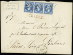 N°22 en bande de trois obl. GC 5043 sur env. chargée