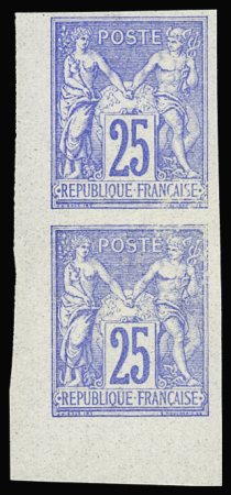 N°78c 25c outremer, non dentelé, en paire, petit cdf,