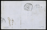 3 lettres : n°32 + 60, 2 pièces, OBL GC 1769 + T17 Le Havre (1872) sur lettre pour Lima. N°38 + 57 + 58 OBL GC 532 + T17 Bordeaux (aout 1872) sur lettre pour Valparaiso, TB