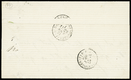 N°36 en paire OBL GC 4104 + T16 "Varennes-s-Allier (3)" (aout 1871) sur lettre, TB