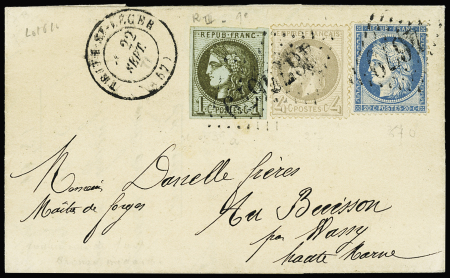 N°39 + 27 + 37 OBL GC 4679 + T17 "Trith-St  Léger (57)" (22 sept 71) sur lettre, TB