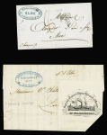 4 plis maritimes divers dont 2 avec cachet ovale bleu de la Cie Fraissinet de Marseille dont l'un mentionnant le paquebot Elbe. TB