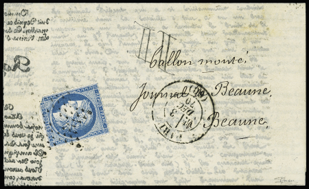 LE FRANKLIN N°37 (LD d'angle) OBL étoile muette + CAD "Paris (60)" (3 dec 70) sur correspondances Havas pour Beaune (arrivée 9 dec) (Le Franklin), TB