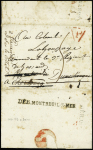 Lettre de Paris pour Montreuil, réexpédiée à Cherbourg et à Dunkerque avec au verso MP "Deb Montreuil-s-Mer" (1804), ind 19. TB