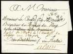 Lettre de Bordeaux pour Béthune réexpédiée à Paris avec au verso MP partiellement manuscrite "Deb de Béthune", ind 20. TB