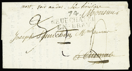 6 lettres dont MP "Deb 74 Aumale" (1827 - ind 21). TB