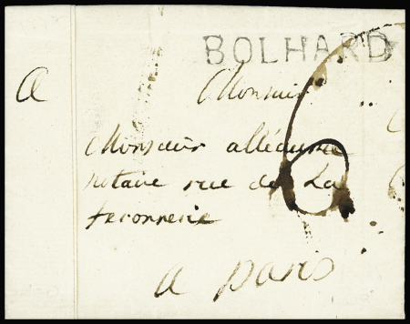 Bosc-le-Hard : 3 lettres : MP "Bolhard" (L1 - 1777