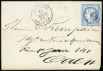 2 lettres : n°60 OBL GC 691 (Caen) + CAD "Le havre bat a vap" (1872 - Salles n°305) et LST avec CAD "Le Havre bat a vapeur" (1851) + taxe 25 double trait (Salles n°301) ind 25 et 12. rare et TB