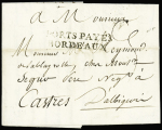 Lettre avec MP "Ports Payés Bordeaux" (L n°28, 1790), ind 21. TB