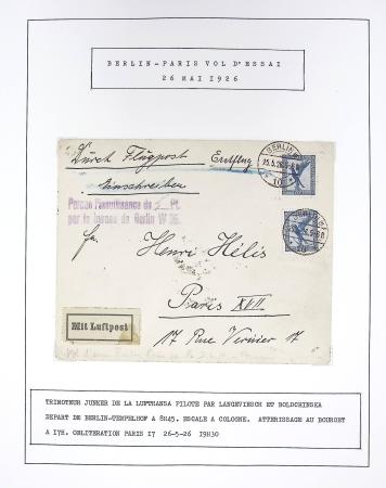 Collection de 11 lettres : premiers vols France Allemagne et Allemagne-France 1926 - 1934