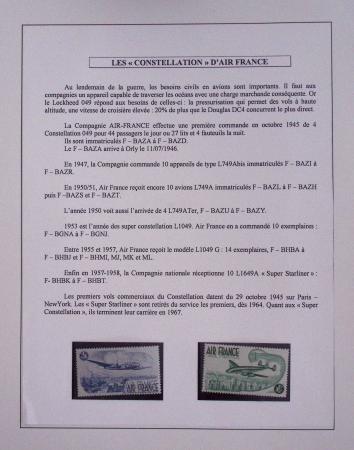 Collection de 48 pages d'album : les constellations d'Air France (1946 - 1967). TB