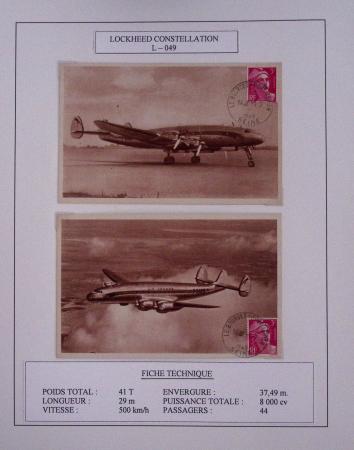 Collection de 48 pages d'album : les constellations d'Air France (1946 - 1967). TB