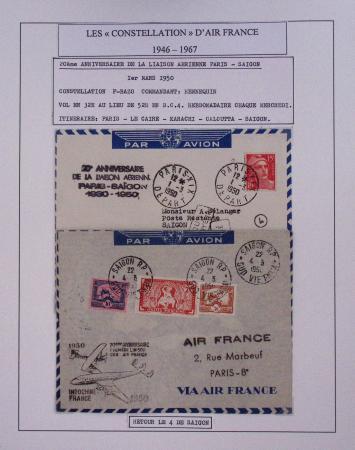 Collection de 48 pages d'album : les constellations d'Air France (1946 - 1967). TB