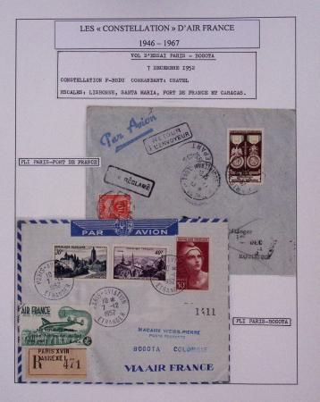Collection de 48 pages d'album : les constellations d'Air France (1946 - 1967). TB