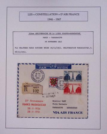 Collection de 48 pages d'album : les constellations d'Air France (1946 - 1967). TB