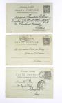 Ensemble de 40 entiers cartes postales 10c Sage avec illustrations à la main au verso sur divers thèmes : femmes, vœux, nouvel an, paysages, soldats (grandes manœuvres), animaux, enfants, humour etc