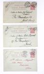 Lot de 57 entiers cartes postales 10c semeuse lignée rose avec illustrations dessinées ou peintes à la main. TB