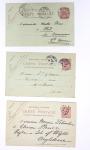 Lot de 57 entiers cartes postales 10c semeuse lignée rose avec illustrations dessinées ou peintes à la main. TB