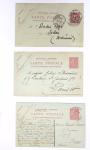 Lot de 57 entiers cartes postales 10c semeuse lignée rose avec illustrations dessinées ou peintes à la main. TB