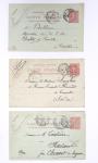 Lot de 57 entiers cartes postales 10c semeuse lignée rose avec illustrations dessinées ou peintes à la main. TB